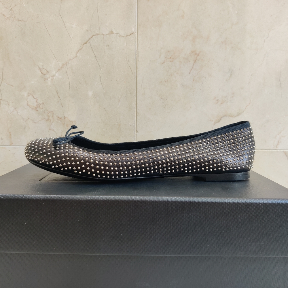 SAINT LAURENT Studded Black Ballet Flats - Picture 7 of 14